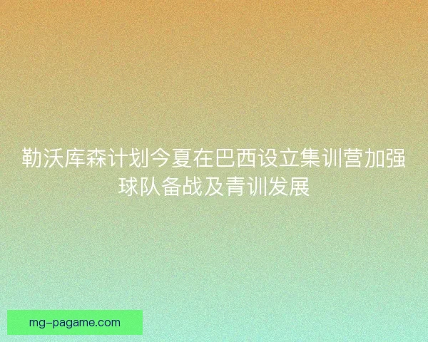 勒沃库森计划今夏在巴西设立集训营加强球队备战及青训发展 勒沃库森计划今夏在巴西设立集训营加强球队备战及青训发展