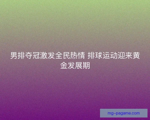 男排夺冠激发全民热情 排球运动迎来黄金发展期 男排夺冠激发全民热情 排球运动迎来黄金发展期